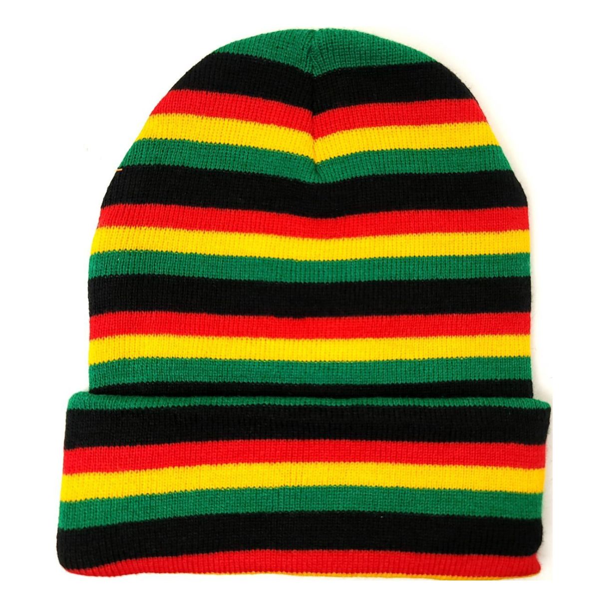 Plain Toque - Rasta Stripes Pattern, with Cuff