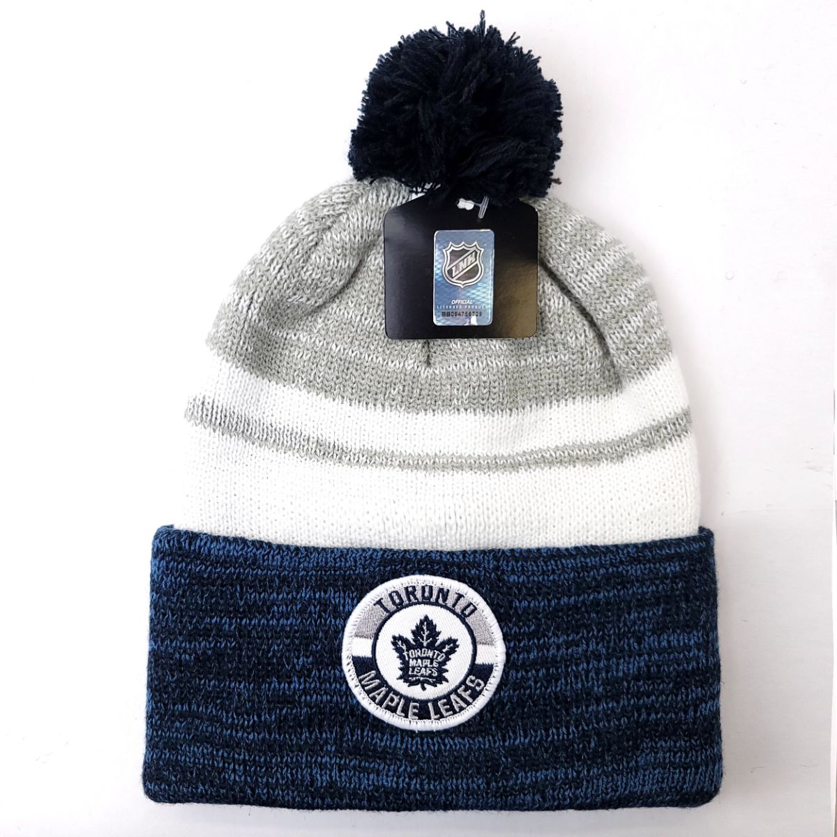 Toronto Maple Leafs Pom Knit Toque - CAMBRIDGE(CB), Blue & Grey with Alt. Logo