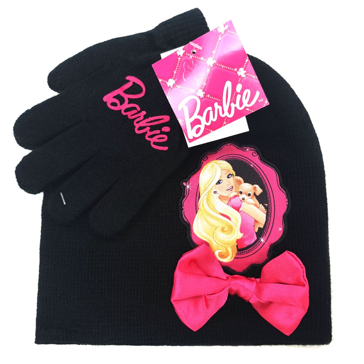 Youth - Barbie, 2pcs set, Winter Beanie & Gloves set, Multi-Coloured