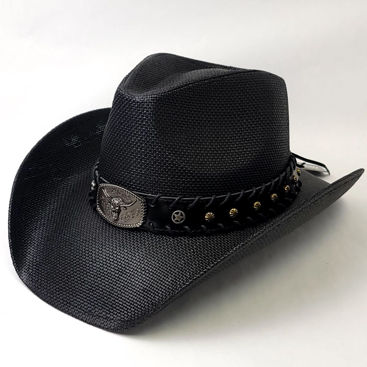 Natural Straw Cowboy Hat - ST099BK, Black
