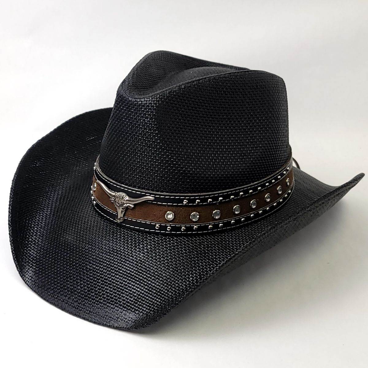 Natural Straw Cowboy Hat - ST132BK, Black