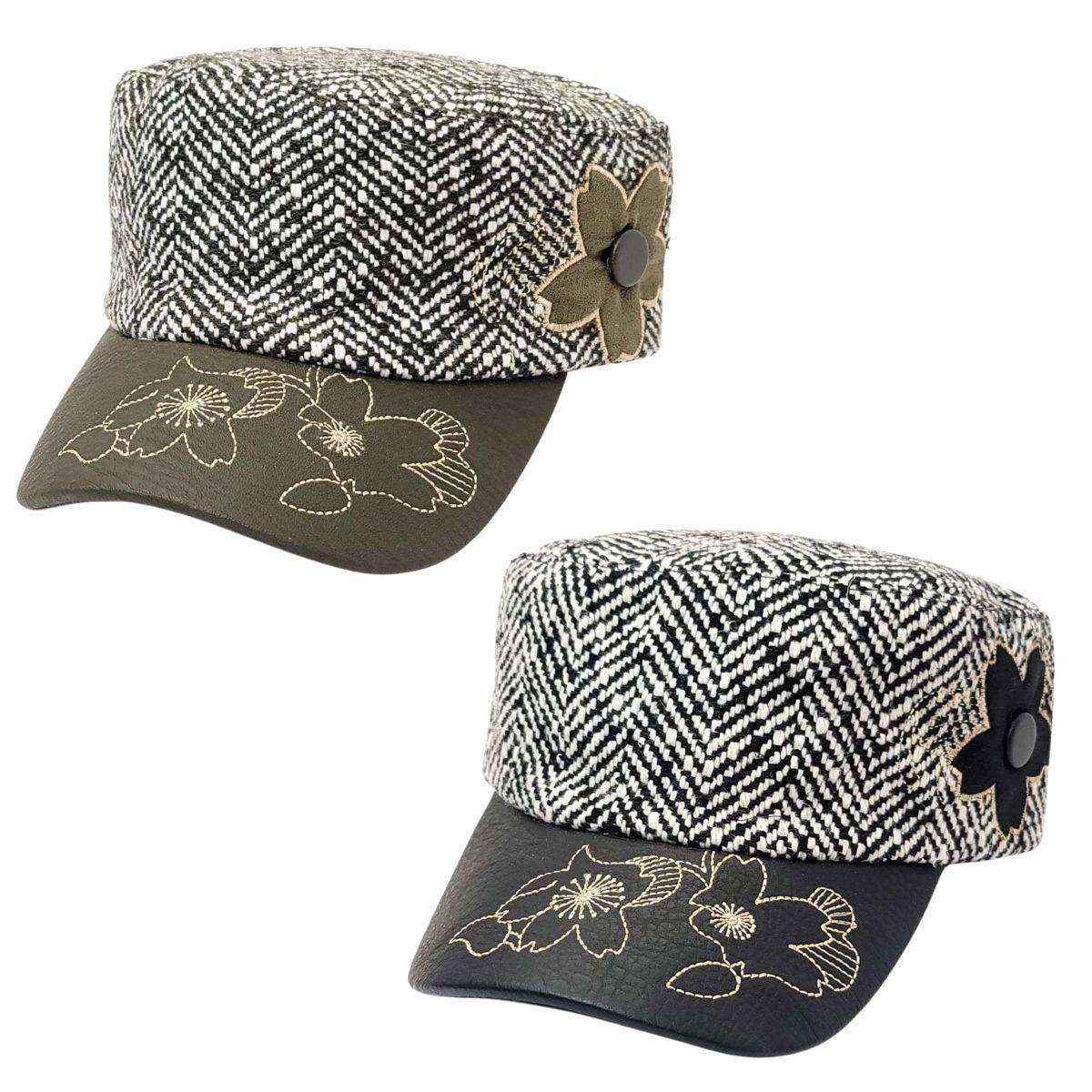 Cadet Cap -07WM19A, Knitted, PU Leather Visor, Multi Colour