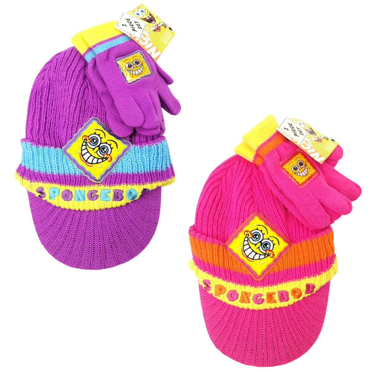 Youth - SpongeBob, 2pcs set, Visor Toque & Gloves, Multi-Coloured