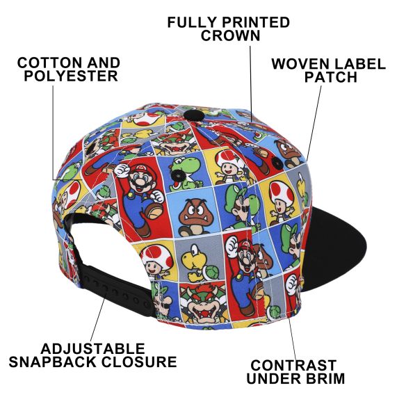 Super Mario Bros - Favorite Characters Snapback Hat, ZSSMB, Youth