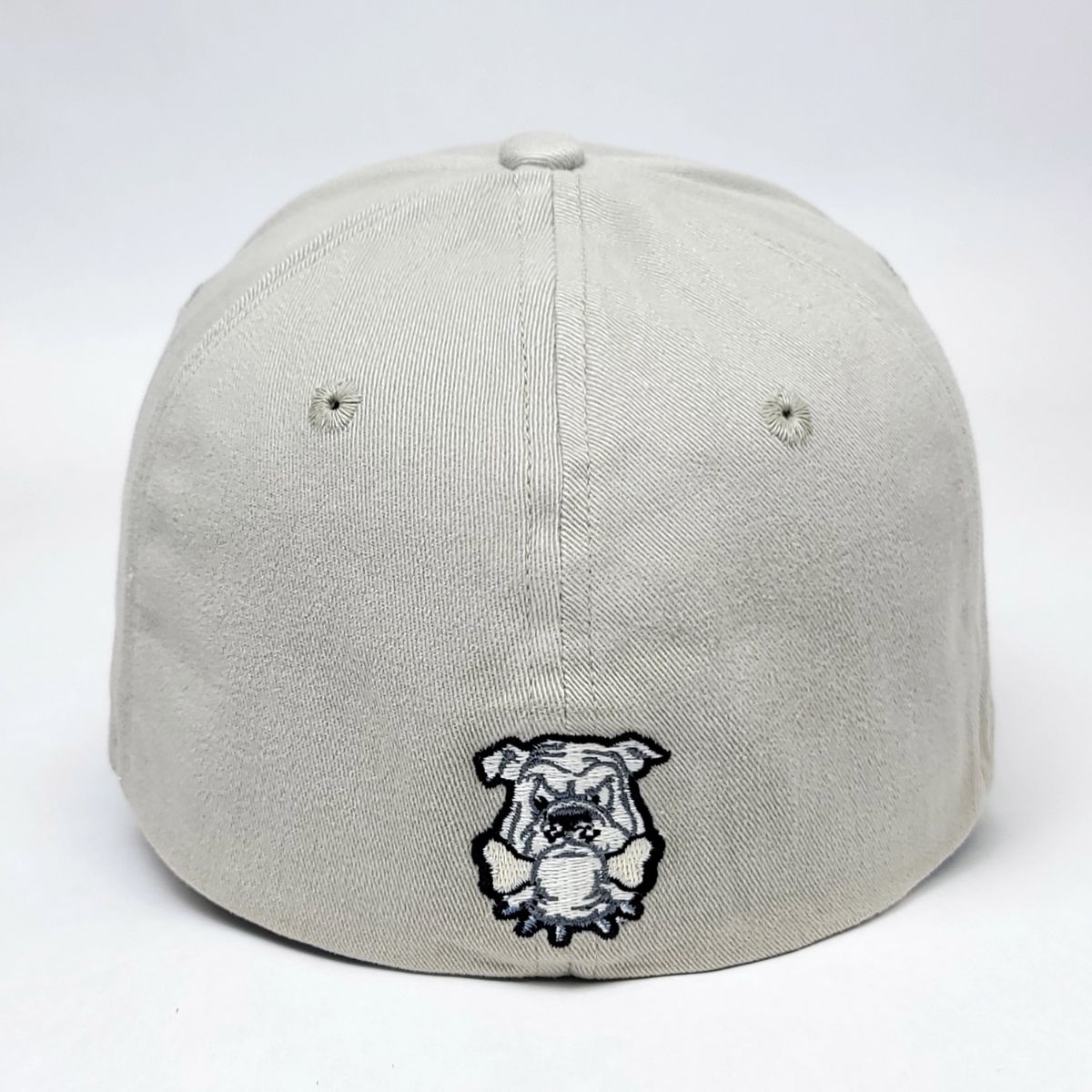 "Big Bulldog" Logo Fitted Cap, Light Grey & Red