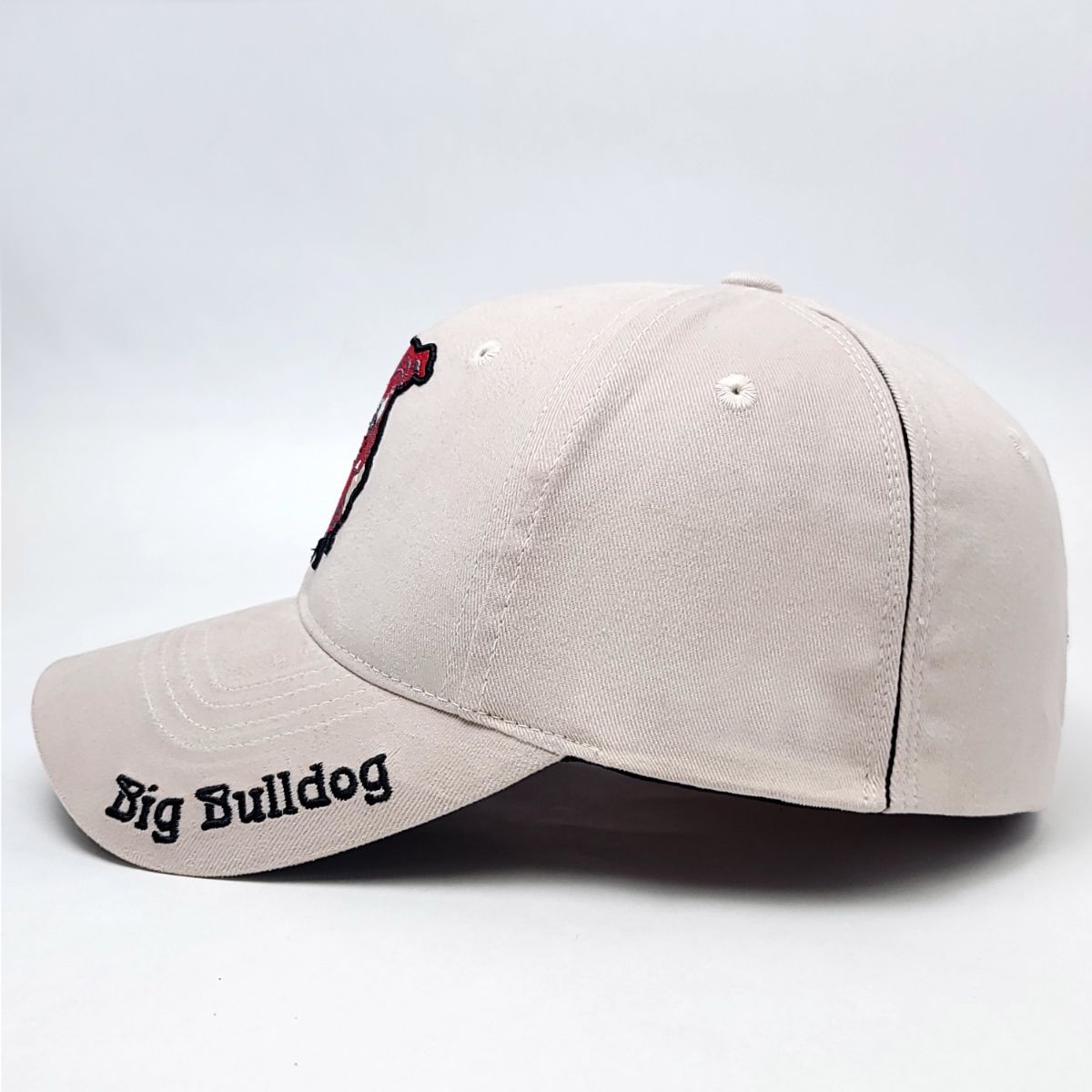 Red Bulldog Logo Fitted Cap, Light Grey