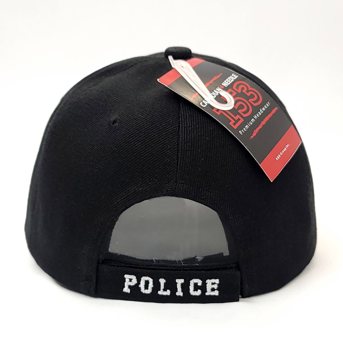 Police Cap - Black with White 3D Text