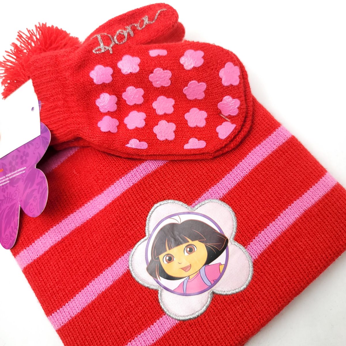 Toddler - Dora the Explorer, 2pcs set, Winter Pom Beanie & Mittens