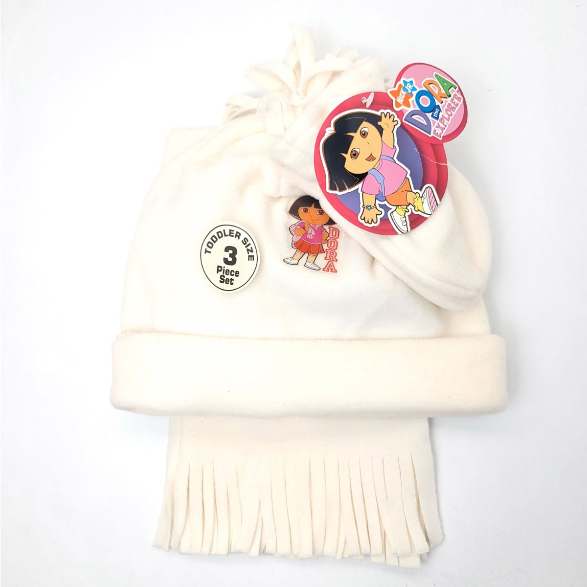 Toddler - Dora the Explorer 3 Pieces Set, Winter Hat, Mittens and scarf, Multi-Coloured