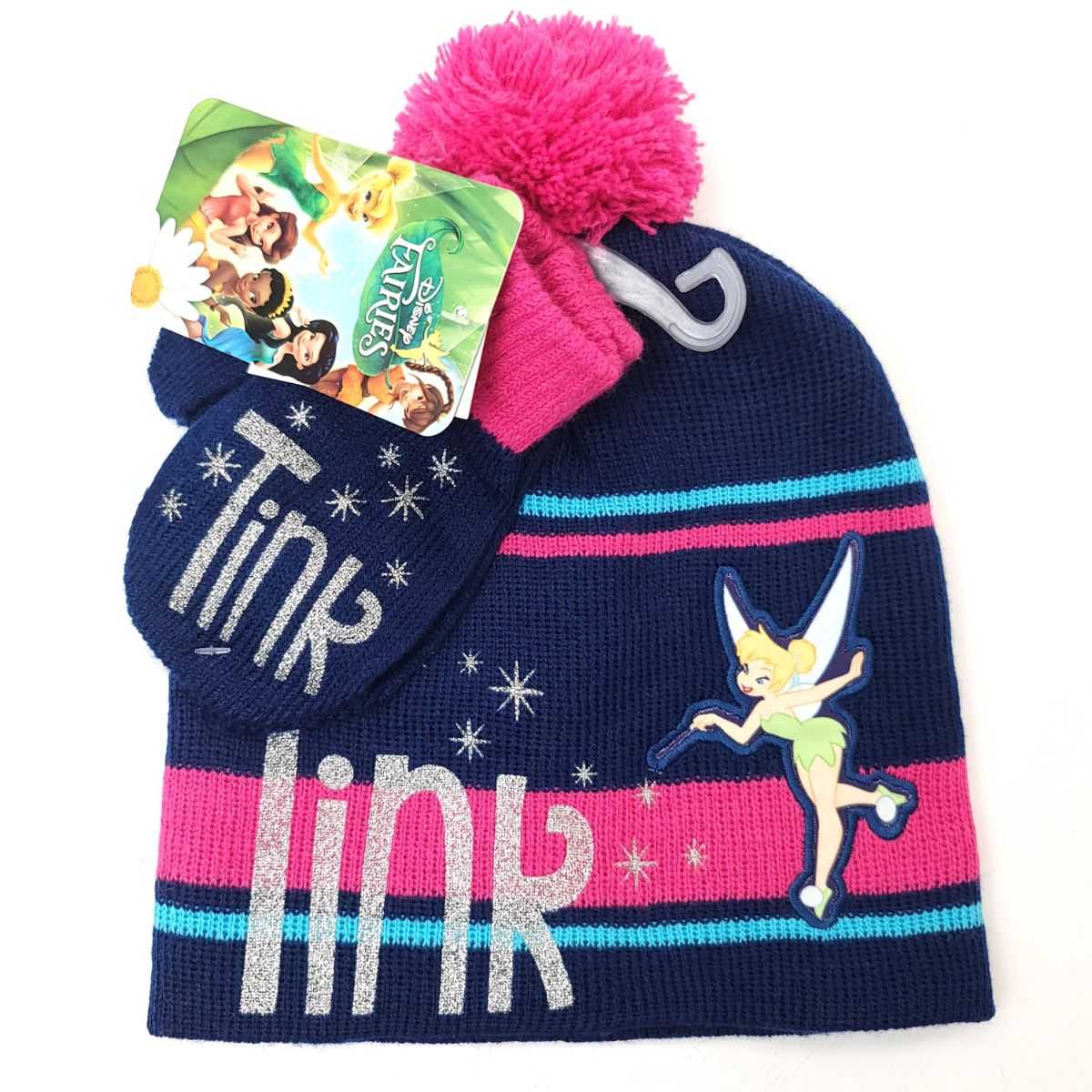Toddler - Fairies Tinkerbell, 2pcs set, Winter Pom Beanie & Mittens