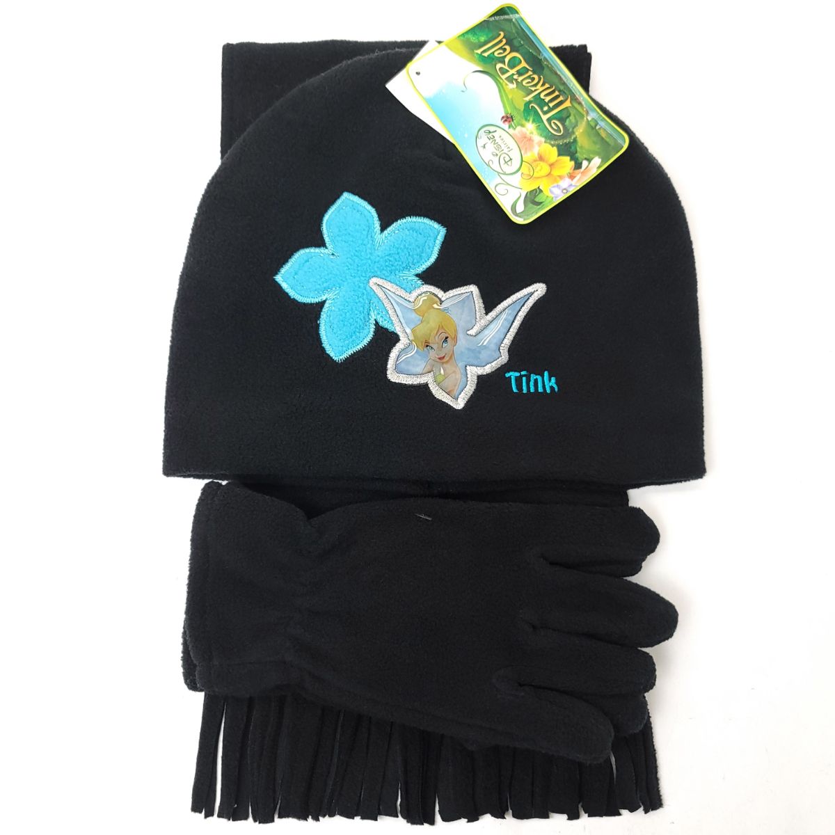 Youth - Tinkerbell 3 pieces set, Winter Hat, Mittens and scarf, Black