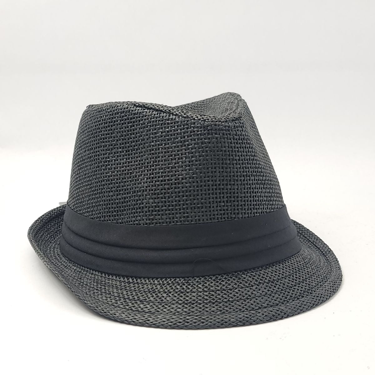 Fedora Hat, Kid's, KFD107 - 100% Paper Straw, Black, Natural, Youth S/M & L/XL