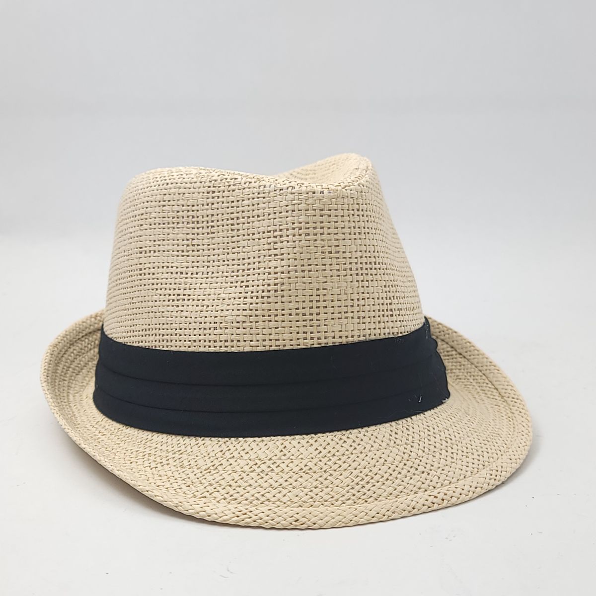 Fedora Hat, Kid's, KFD107 - 100% Paper Straw, Black, Natural, Youth S/M & L/XL