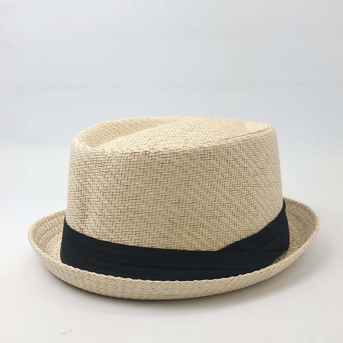 Pork Pie, 100% Straw & Grosgrain Band - Natural, S/M & L/XL