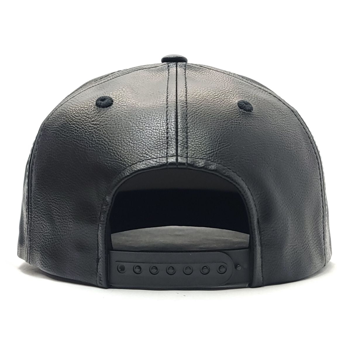 Plain PU Leather Snapback Cap-KNW1505, Black