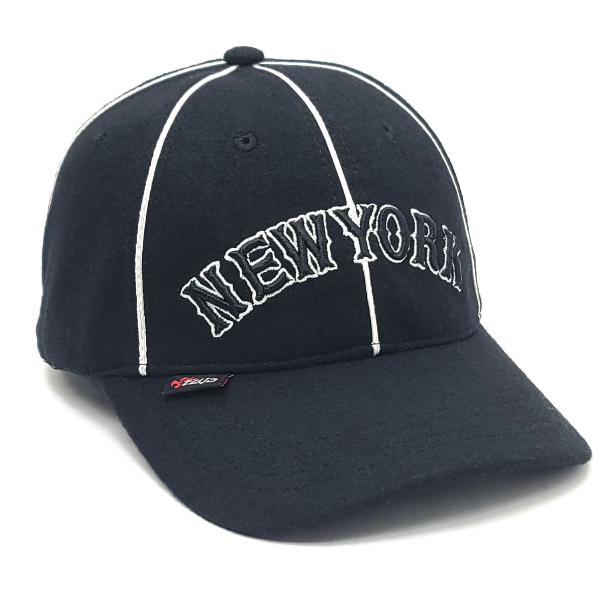 "New York" Logo Fitted, Melton Cap - ZMW01, Black