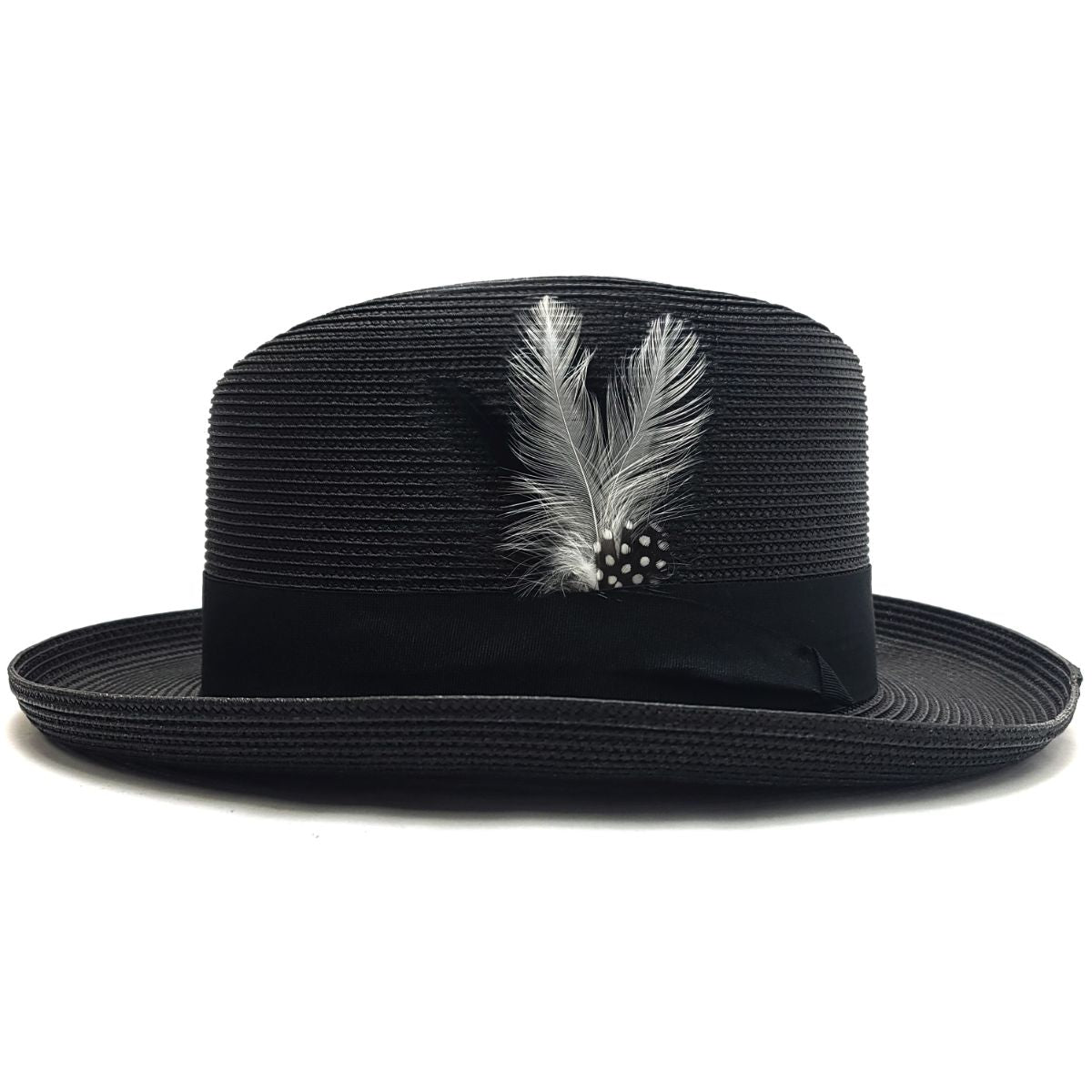 Godfather, Homburg Hat, 100% Straw & Ribbon Band - Black, Small to XLarge