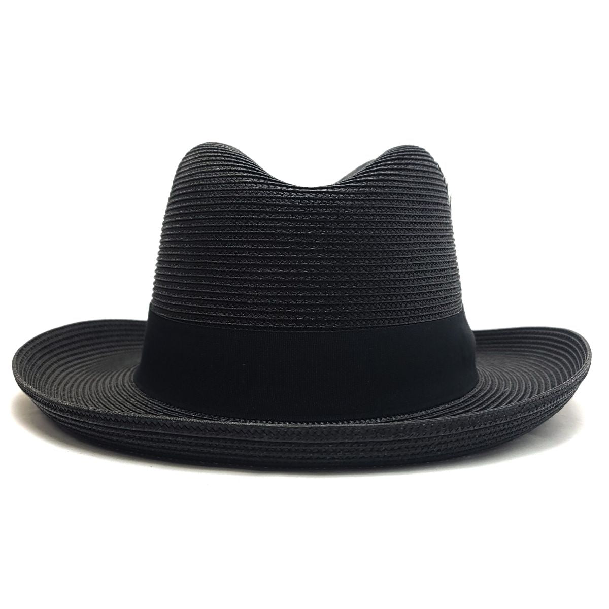 Godfather, Homburg Hat, 100% Straw & Ribbon Band - Black, Small to XLarge