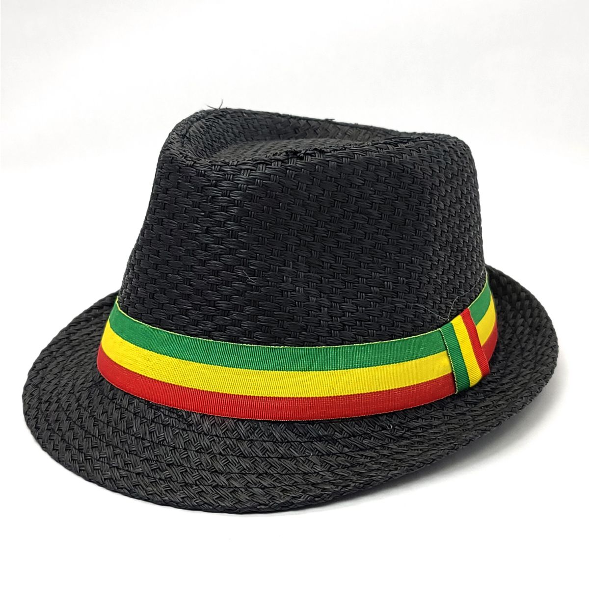 Fedora Hat - FD115R, 100% Straw, Black, 2-Sizes