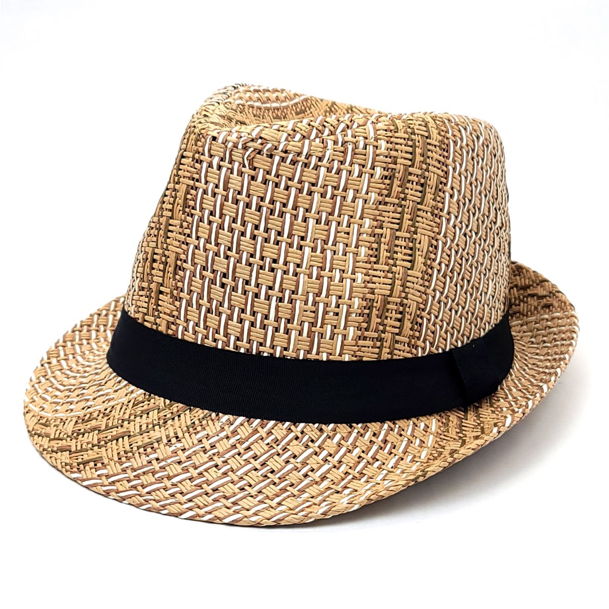 Fedora Hat - FD142, 100% Straw, Mixed Brown, 2-Sizes
