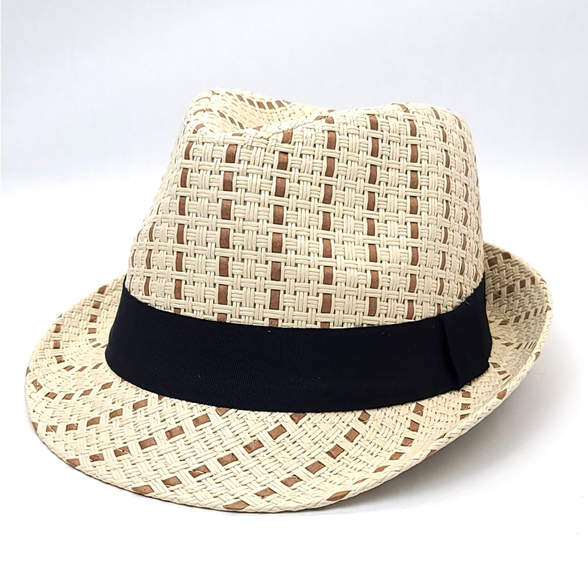 Fedora Hat FD183- 100% Straw, Brown & Natural, S/M & L/XL