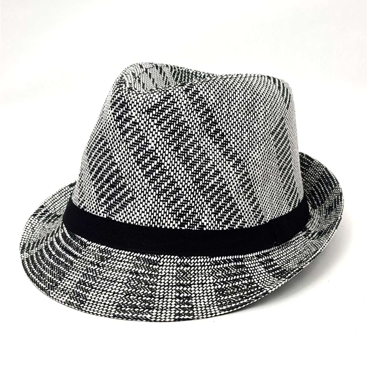 Fedora Hat FD400, 100% Straw, Black&White Mix, OS