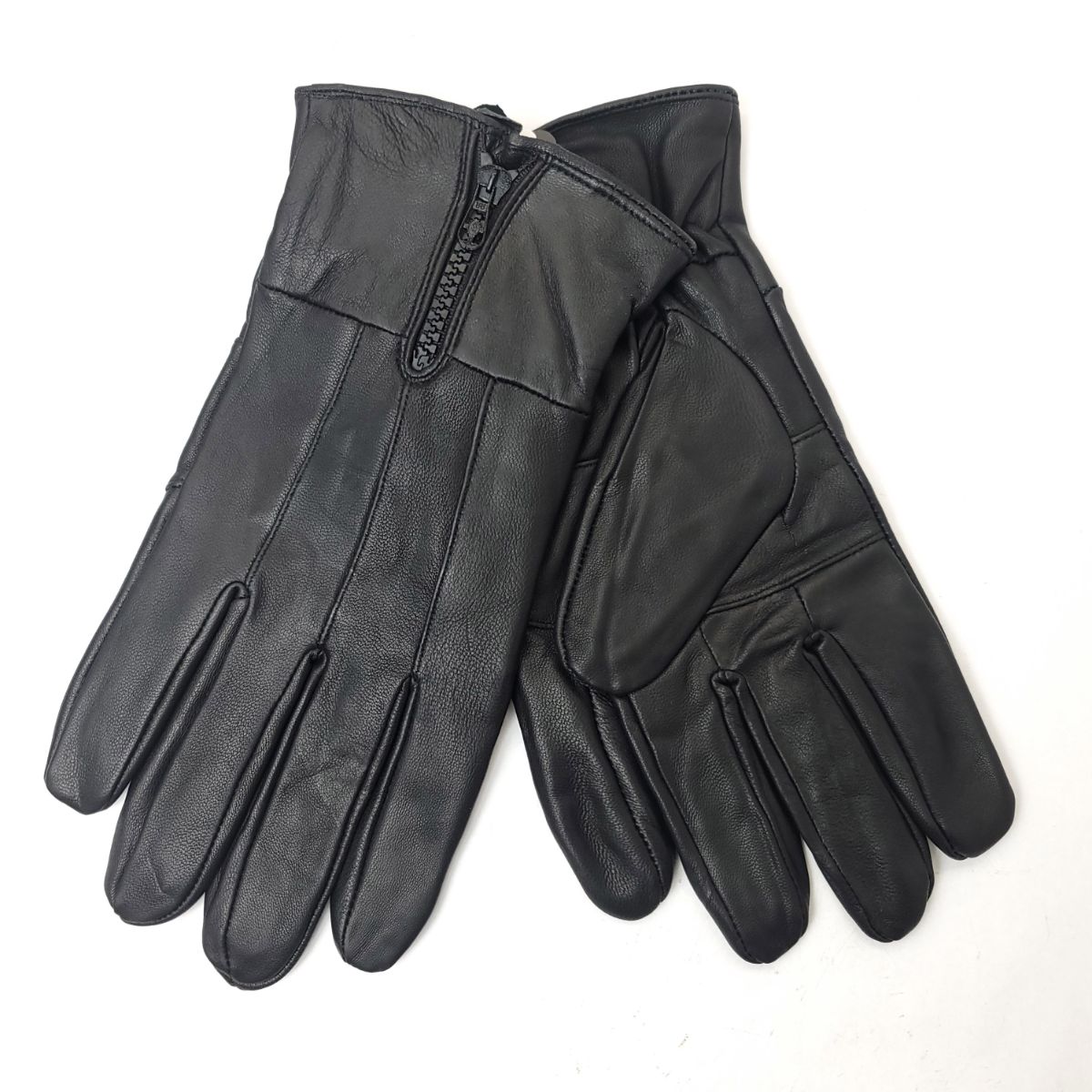 Men's Leather Gloves with Zipper - GL2371, Genuine Leather, 4 Sizes