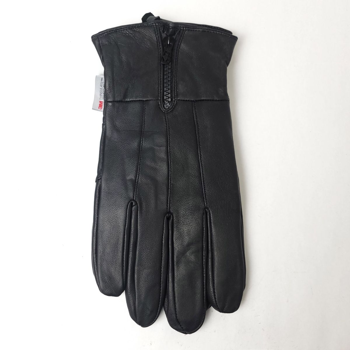 Men's Leather Gloves with Zipper - GL2371, Genuine Leather, 4 Sizes