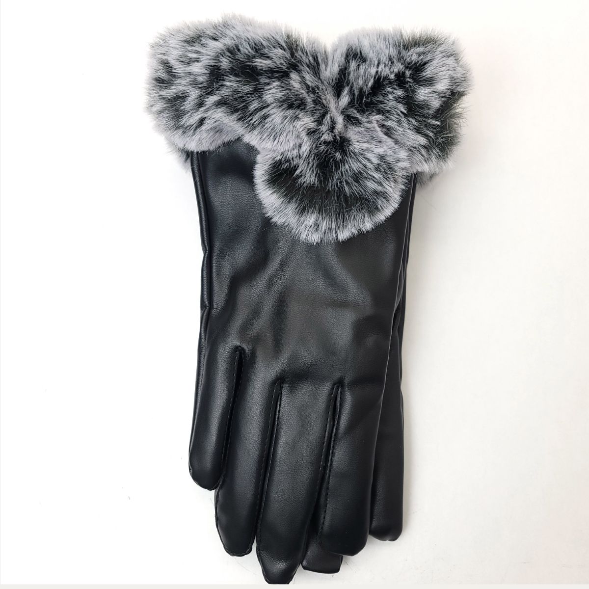 Ladies Touch screen PU Gloves - LGL012, PU Leather, Black