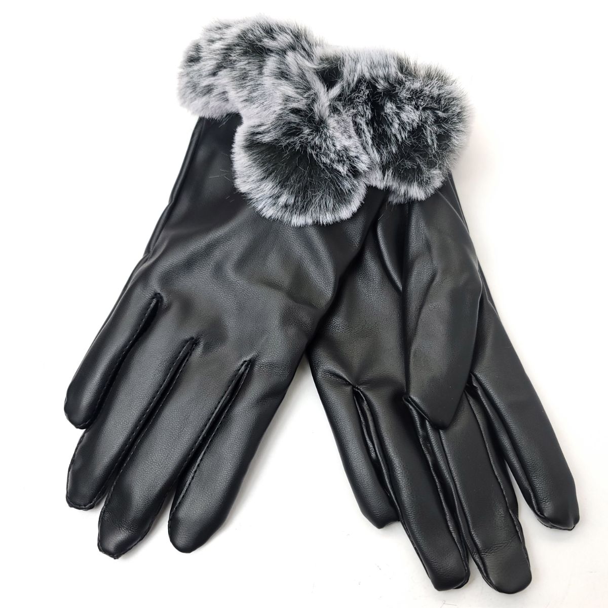 Ladies Touch screen PU Gloves - LGL012, PU Leather, Black
