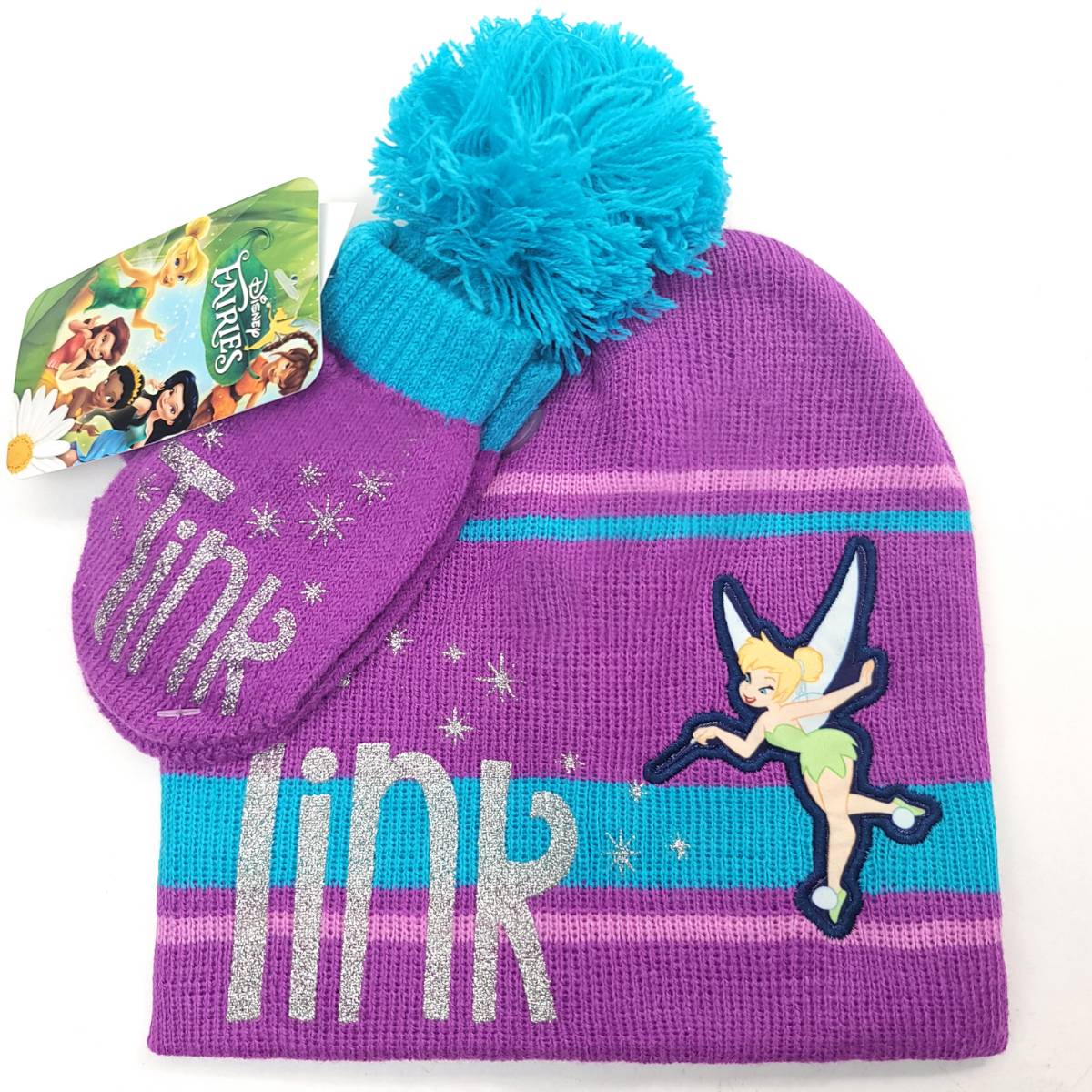 Toddler - Fairies Tinkerbell, 2pcs set, Winter Pom Beanie & Mittens