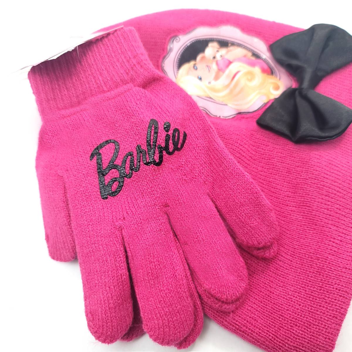 Youth - Barbie, 2pcs set, Winter Beanie & Gloves set, Multi-Coloured