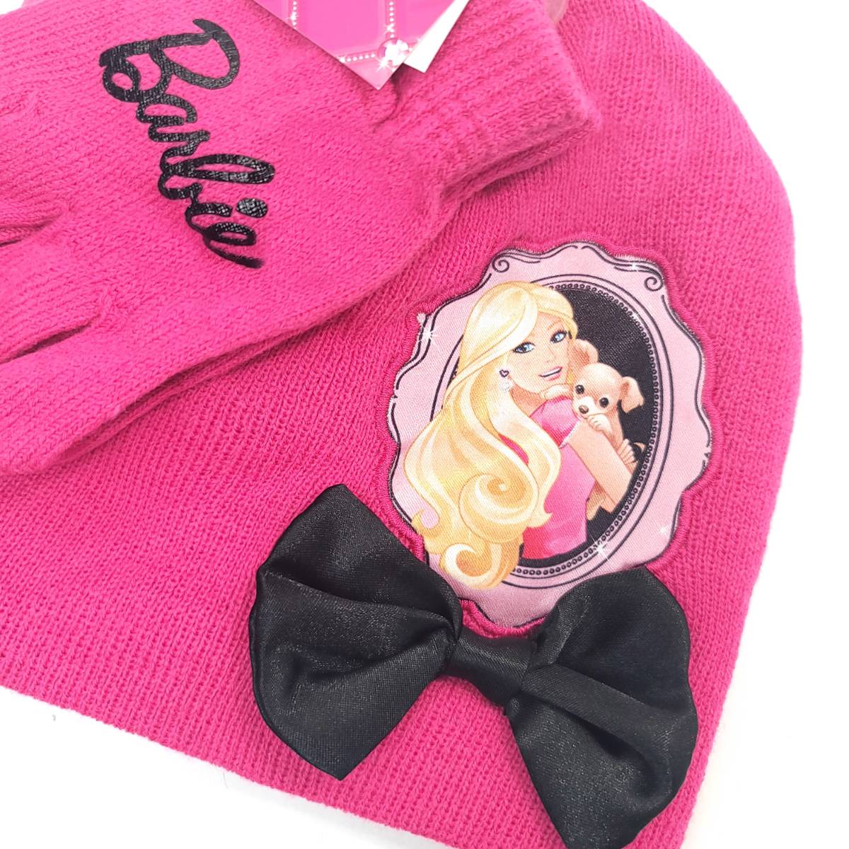 Youth - Barbie, 2pcs set, Winter Beanie & Gloves set, Multi-Coloured