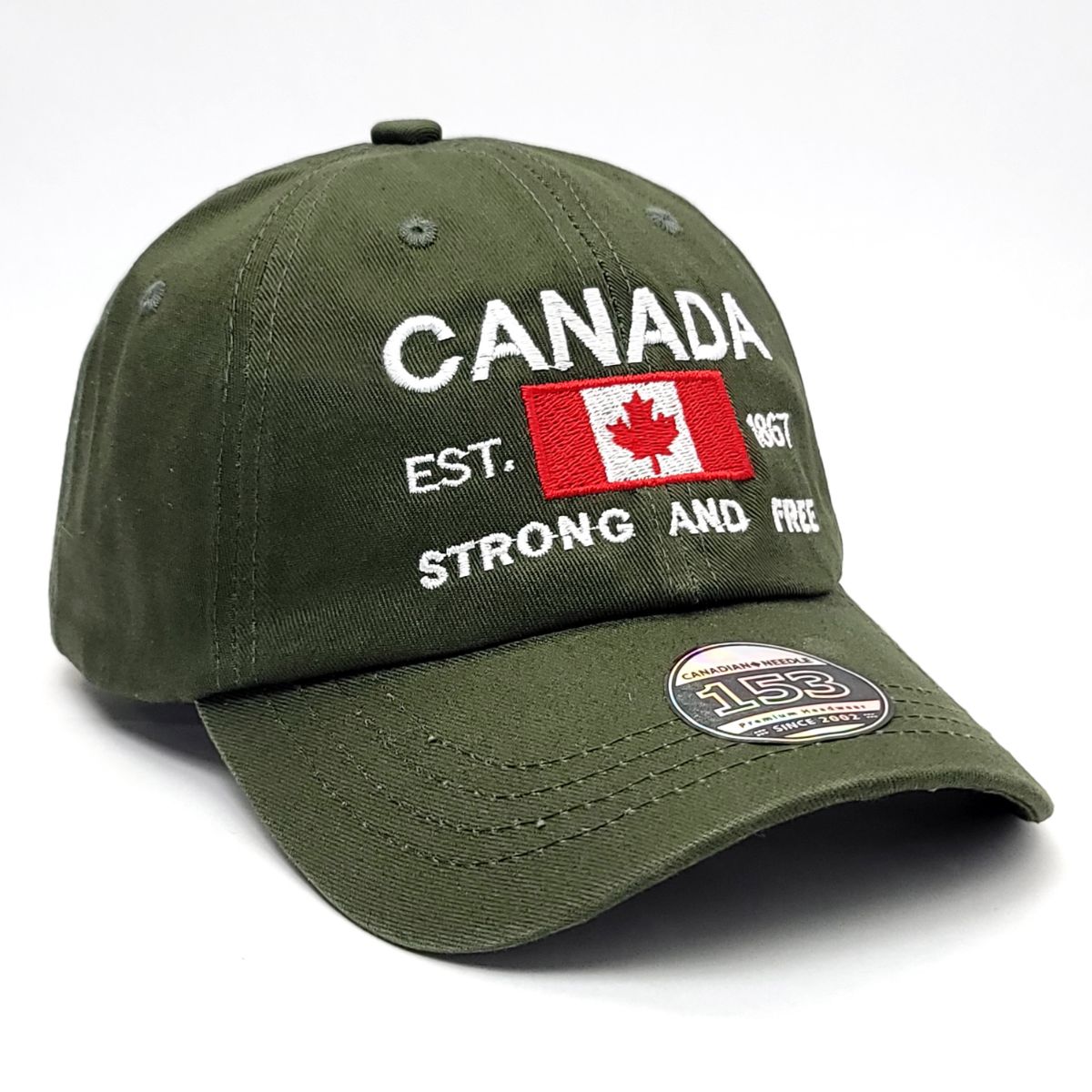 Canada Strong and Free Cap, Washed Cotton, Multi-Coloured, Adjustable