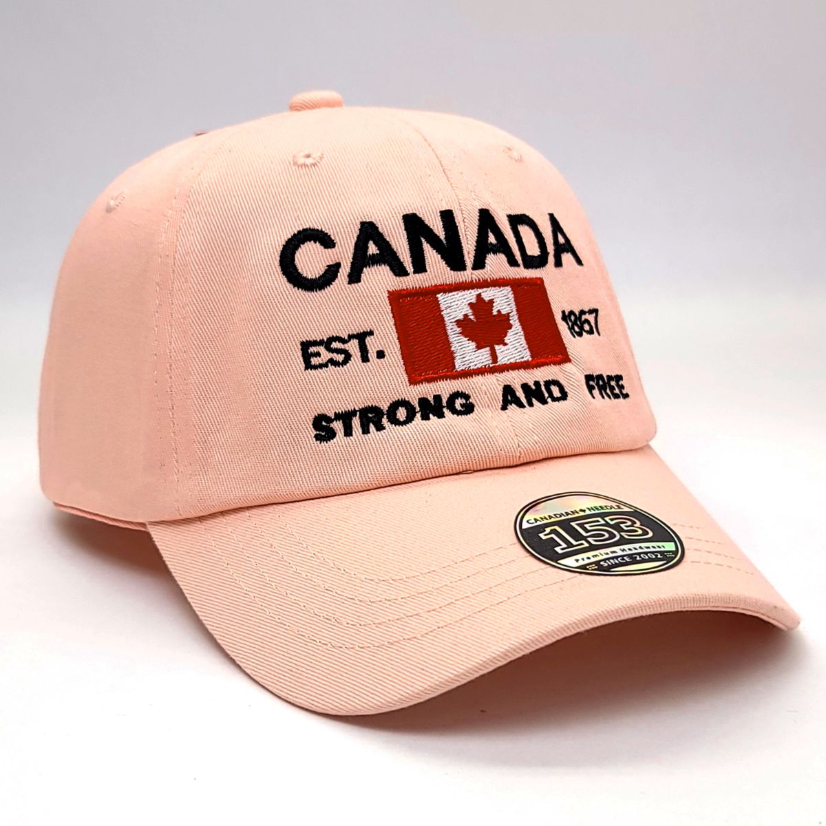 Canada Strong and Free Cap, Washed Cotton, Multi-Coloured, Adjustable