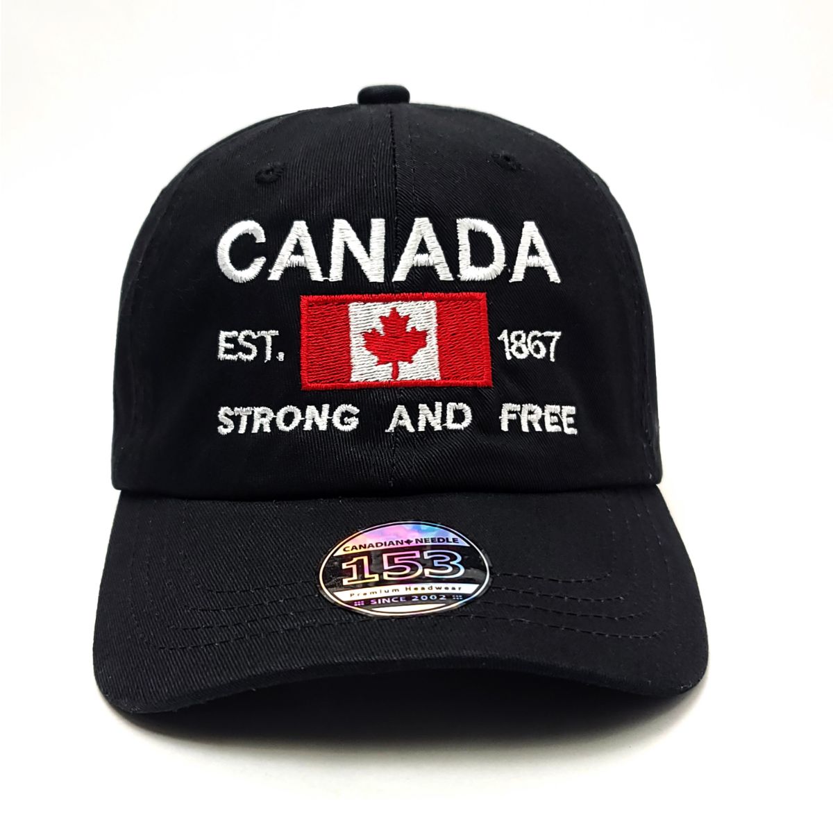 Canada Strong and Free Cap, Washed Cotton, Multi-Coloured, Adjustable