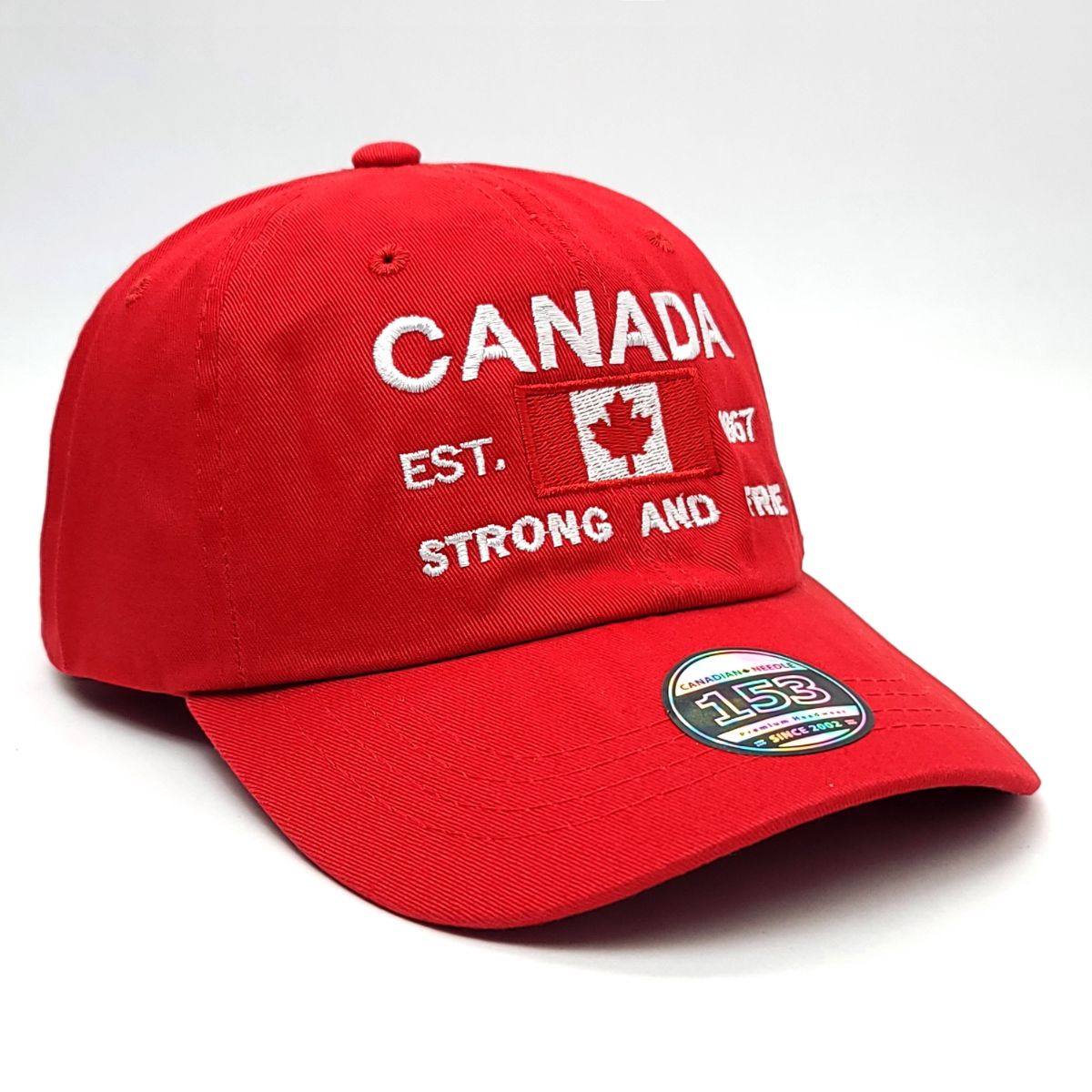 Canada Strong and Free Cap, Washed Cotton, Multi-Coloured, Adjustable