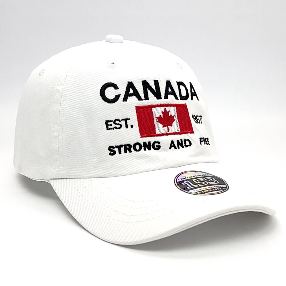 Canada Strong and Free Cap, Washed Cotton, Multi-Coloured, Adjustable