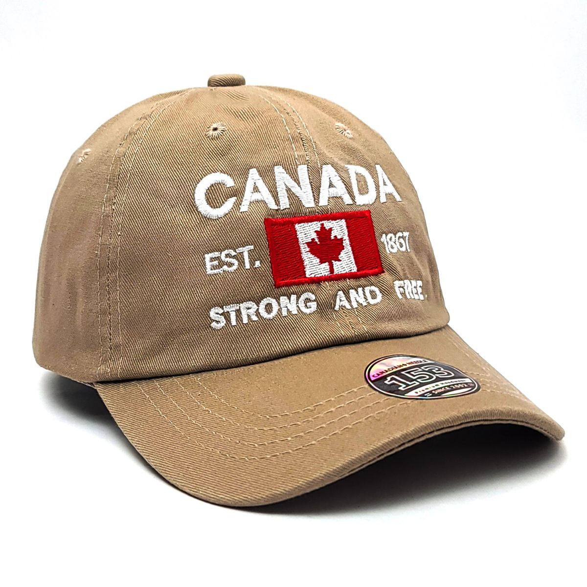 Canada Strong and Free Cap, Washed Cotton, Multi-Coloured, Adjustable