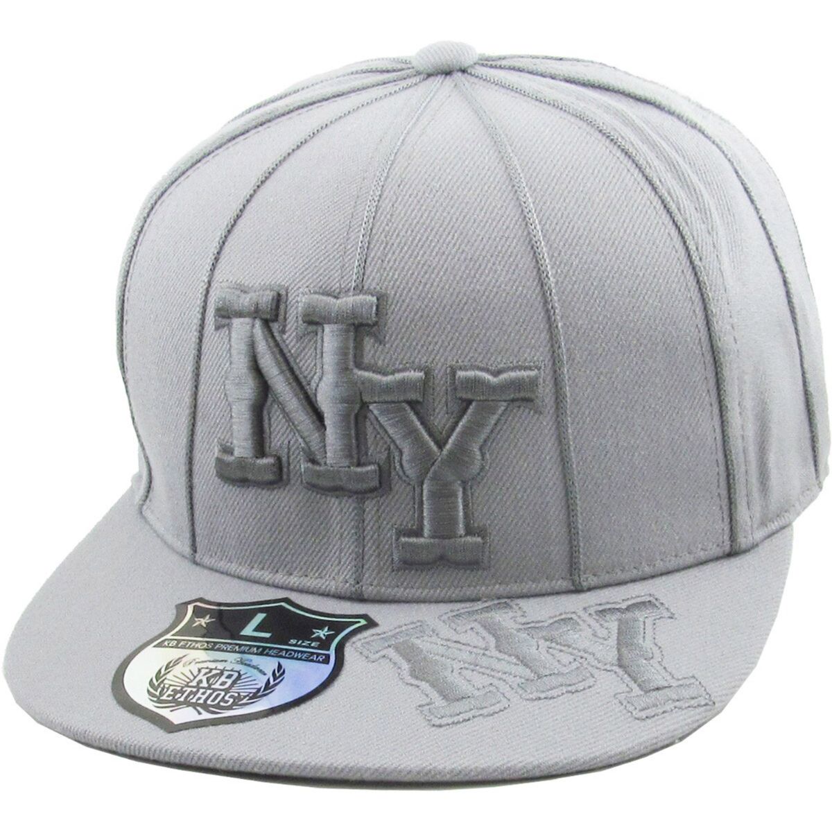 "NY" Logo Fitted Flat Cap - KB63R, Multi-Coloured