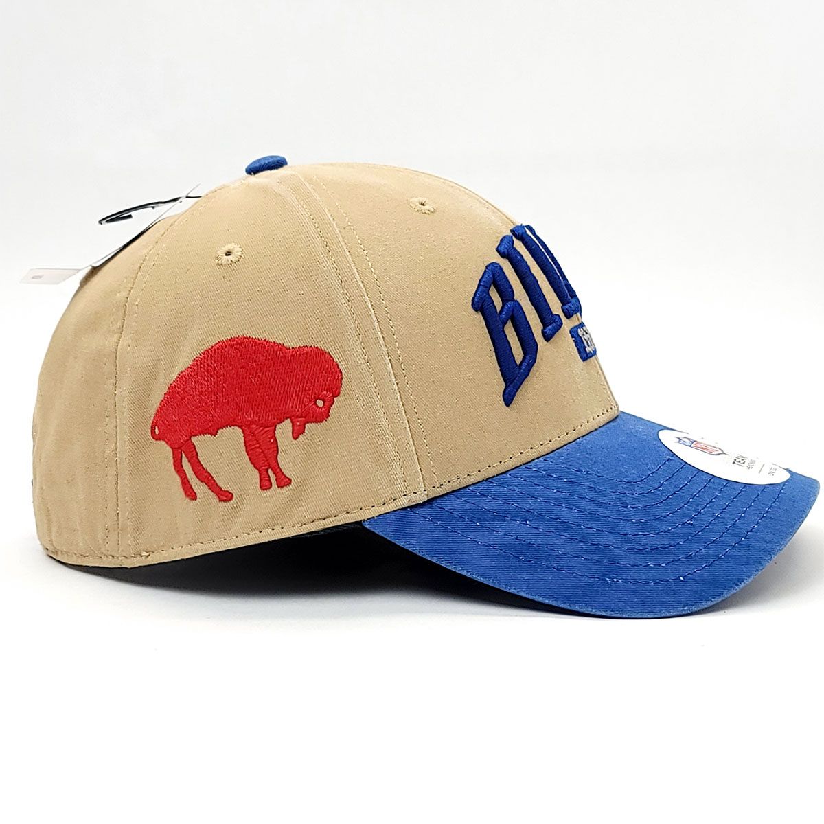 Buffalo Bills Cap - Semester(SM), Khaki & Royal 2T, Adjustable Velcro Closure