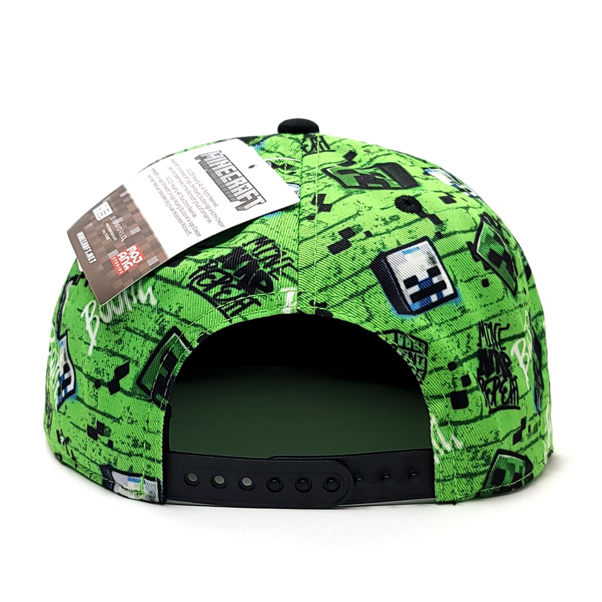Youth, Minecraft Creeper Graffiti Neon Green Snapback Hat, STMNC