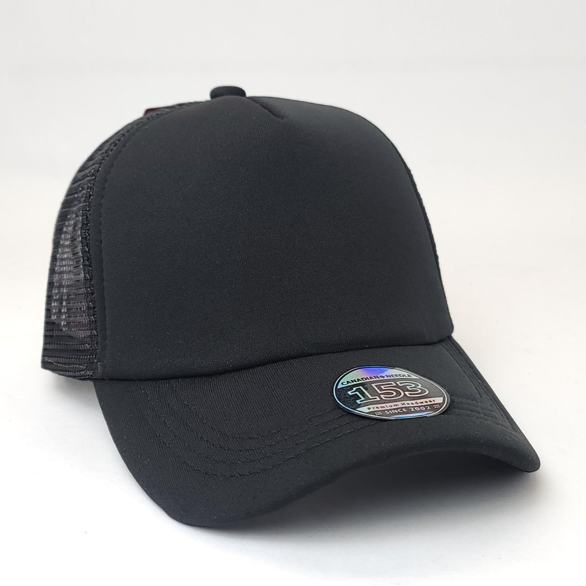 Trucker Cap - 153, 5 Panel, Black & Black/White, Adjustable