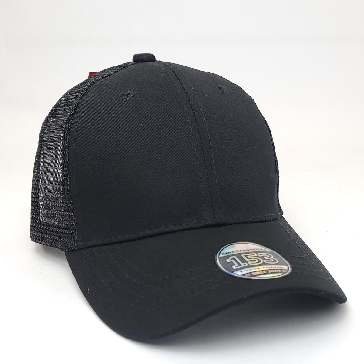 Trucker Cap - 153, Cotton Structured, Black Mesh, Adjustable