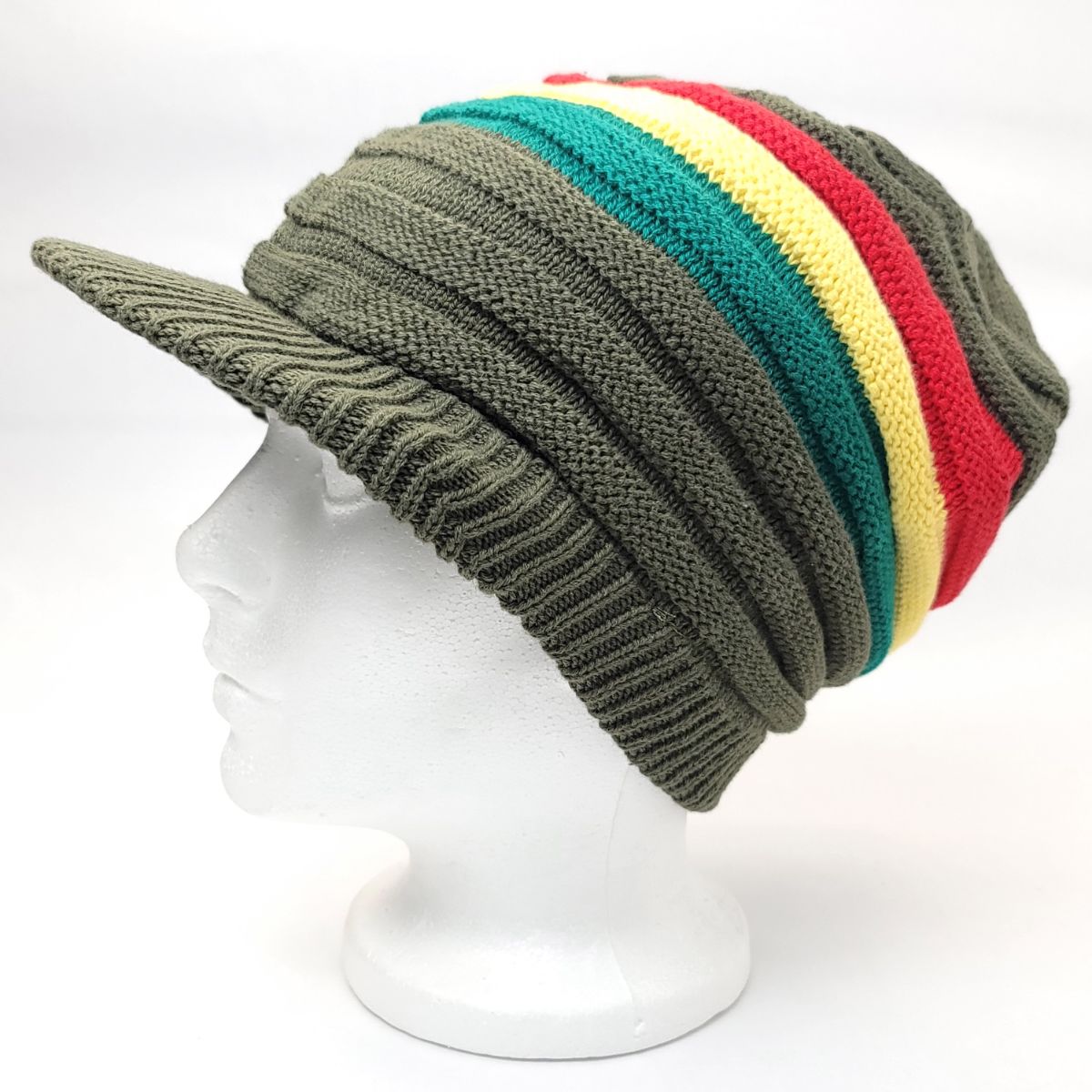 RASTA Knitted Visor Beanie-RV0002RYG, Cotton, OSFA