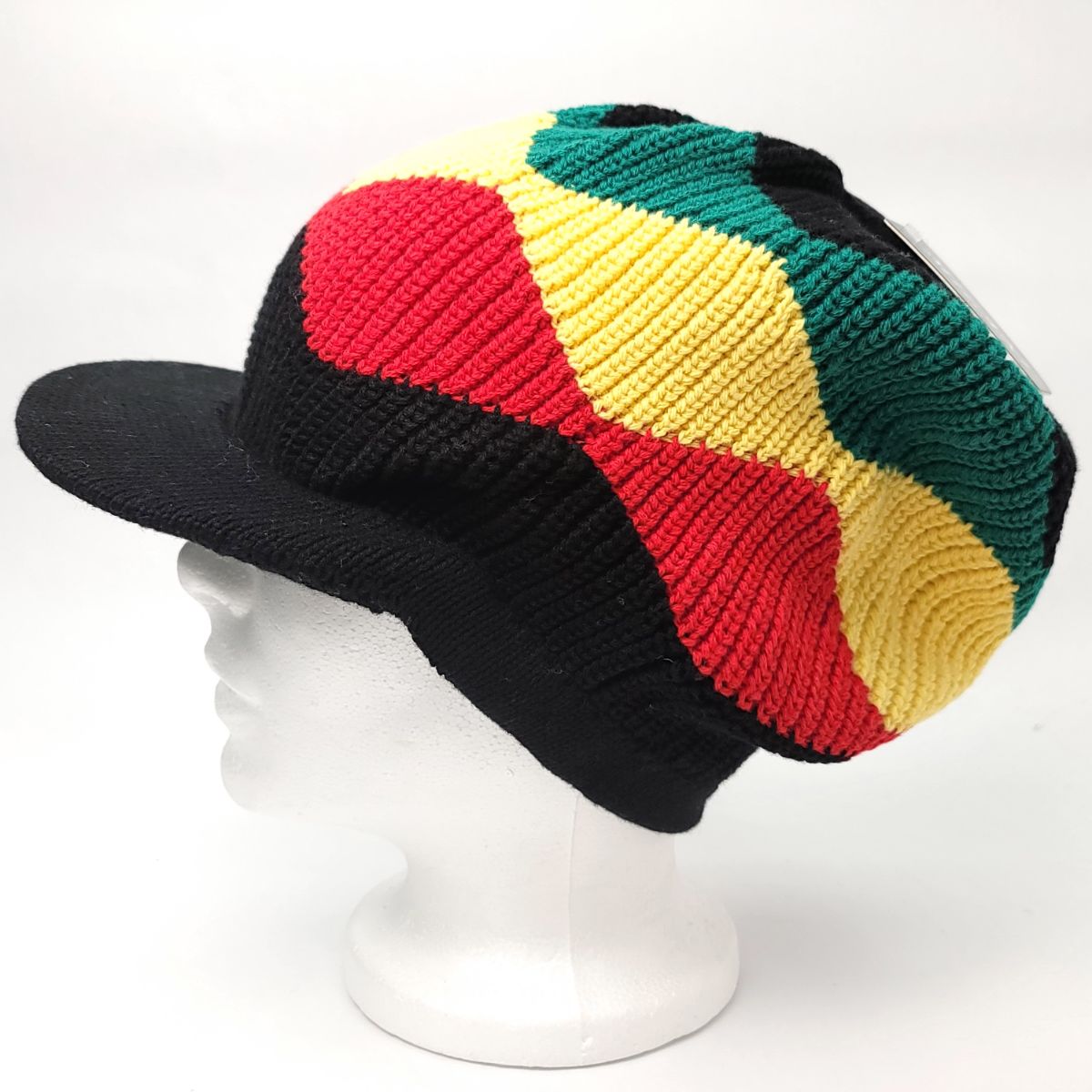 Rasta Knitted Visor Beanie-RV0012, Cotton, OSFA