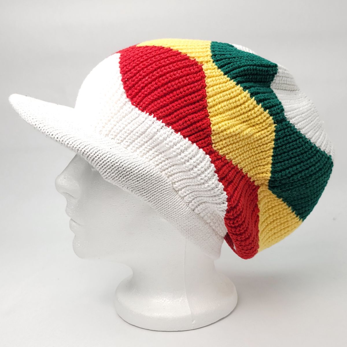 Rasta Knitted Visor Beanie-RV0012, Cotton, OSFA