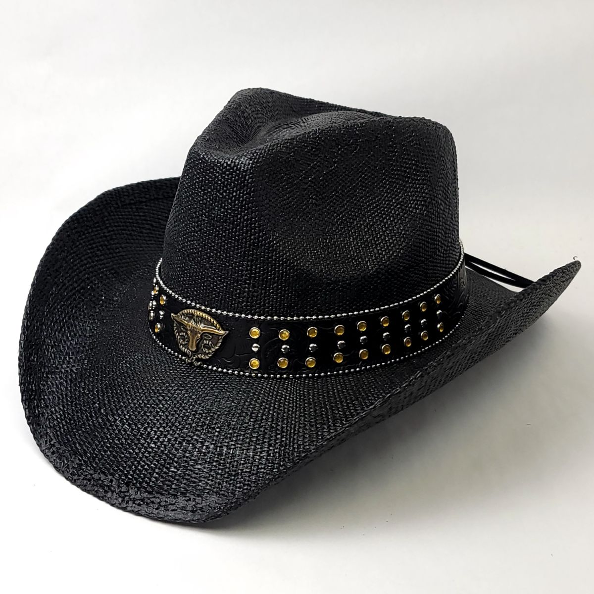 Natural Straw Cowboy Hat - ST042BK, Black