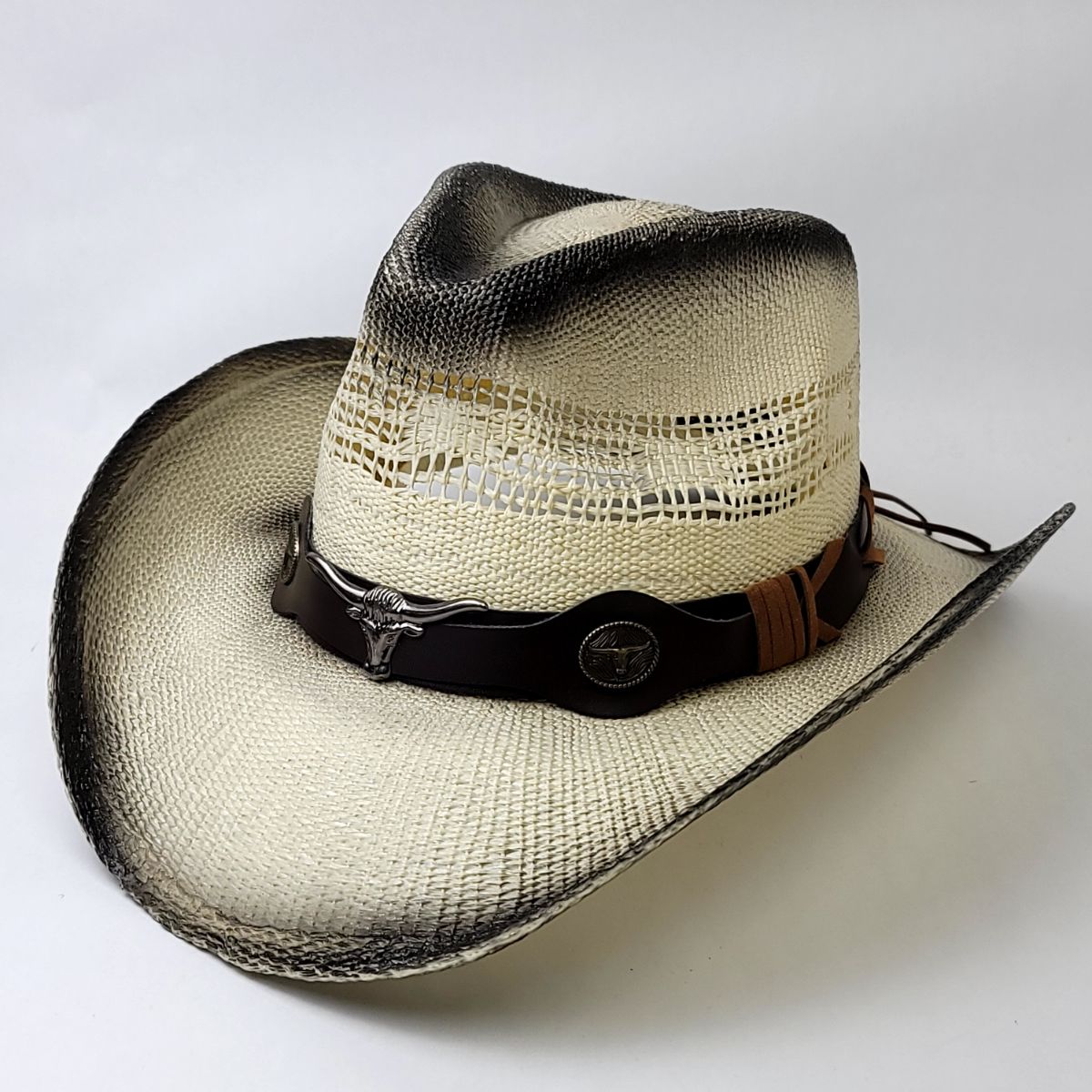 Natural Straw Cowboy Hat - ST077NT, Black