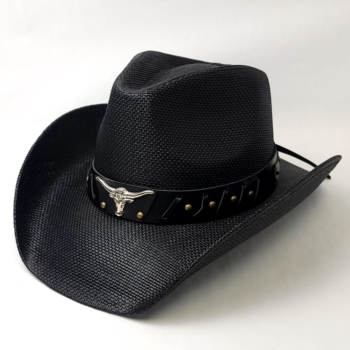 Natural Straw Cowboy Hat - ST090BK, Black